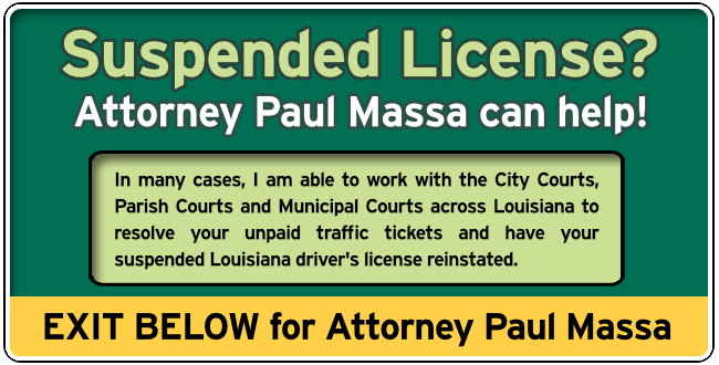 St. Tammany Parish, Louisiana Suspended License Attorney Paul M. Massa Graphic 1